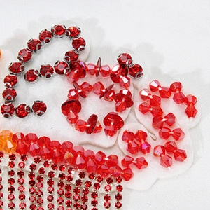 Trendy Iron On Rainbow Color Rhinestone Letter Patch with Beads Fringes