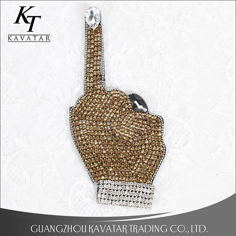 Kavatar Design Individuality Crystal Rhinestone Patches Gold Motif Patch Use For Clothing
