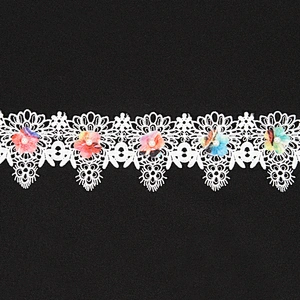 Kavatar design 3D floral layers white lace for dress