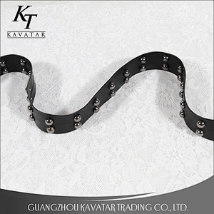 Fashion design double rows Copper beads PU tape trim decoration for garment