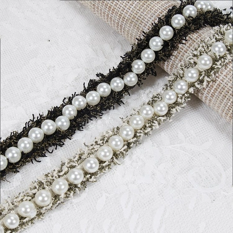 New Design 2.5cm Big Pearl Bead Lace Trim For Garment Decoration