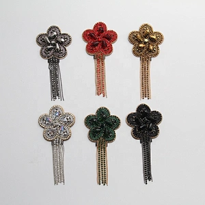 wholesale Sew on patches fringe beaded rhinestone patches for garment custom  clothing patch