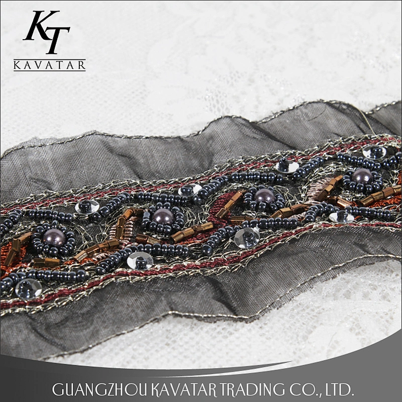 Ethnic style trimming handmade embroidery sequin beaded lace trim for clothing
