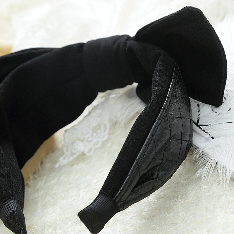Korean version of winter plush leather bow party fashion headband  rhinestone headbands