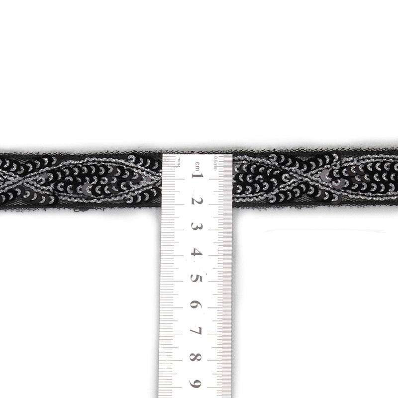 Design Grace 2cm Jacquard Beaded Mesh Lace Embroidery Sequin Tape