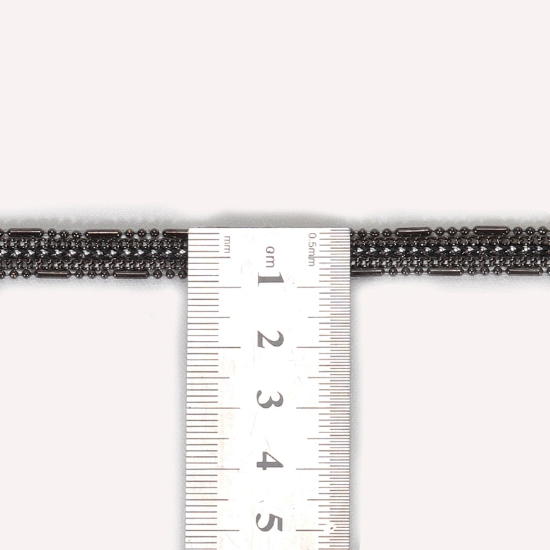 Black Acrylic Beads Edging Accessories Chained Hotfix Transfer Trimming for Garments Shoes