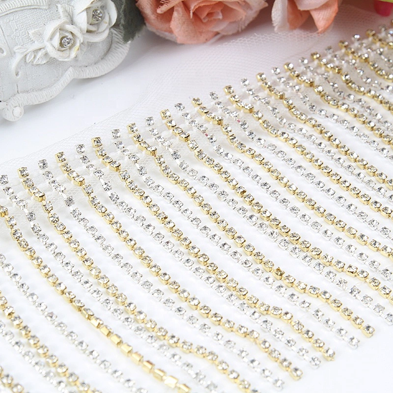 bling bling 10cm width rhinestone tassel trim rhinestone Copper cup chain for garment