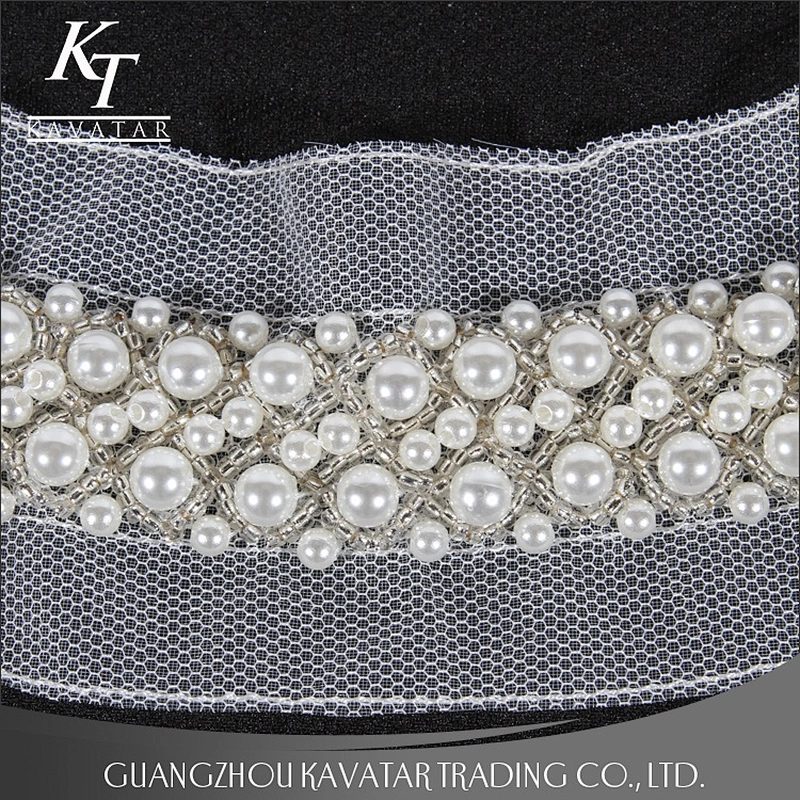 Wholesale Fashion White Pearl Beads Collar Embroidery Lace Trim