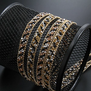 Kavatar Wholesale Gold Accessories Chain Rhinestone Mesh Hotfix Trimming For Hat For Clothing Volume Iron on Trims