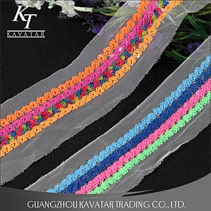 New Arrival 5cm Width Flower Shape Sequin Sew On Mesh Trim For Decoration