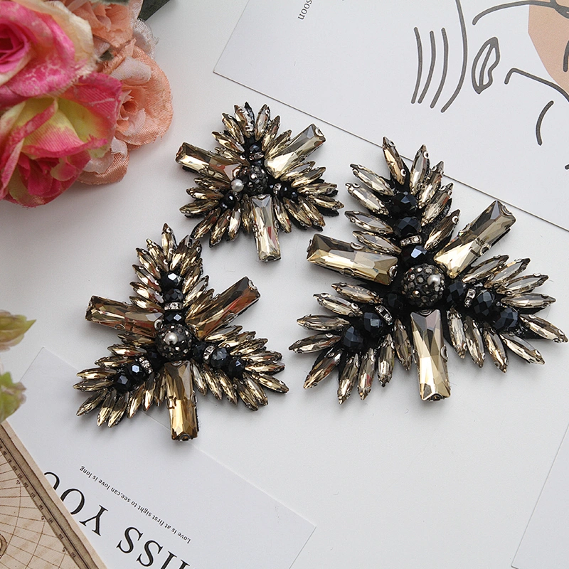Wholesale handmade beaded rhinestone patch for decoration clothing patch custom patches
