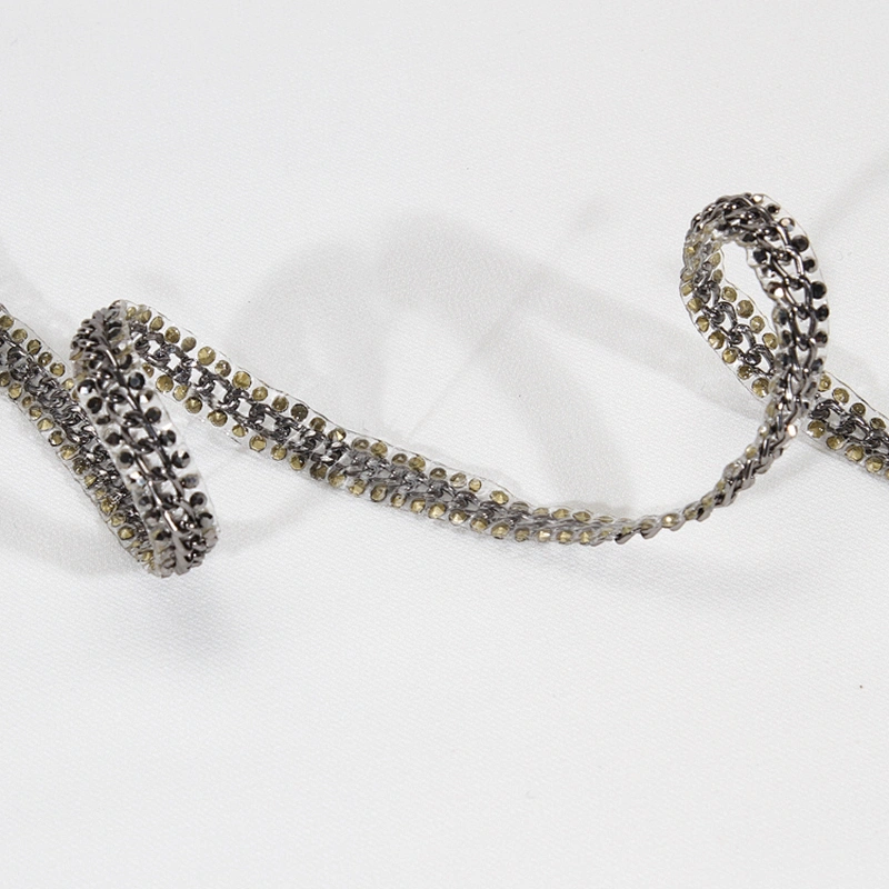 Unique Beaded Stud Hot Fix Trim Tape with Accessories Circle Chain