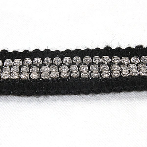Premium 2.2cm White Cotton Crystal Chain Beads Grosgrain Ribbon Trim for Sweaters Garments