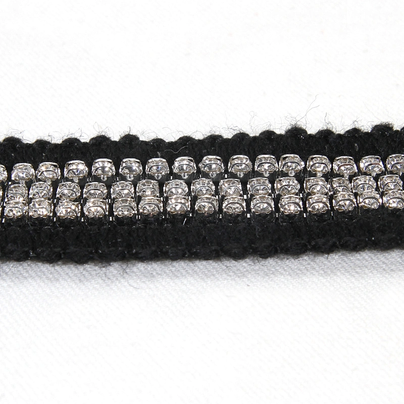 Premium 2.2cm White Cotton Crystal Chain Beads Grosgrain Ribbon Trim for Sweaters Garments