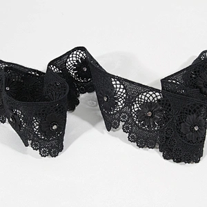 Good quality black eyelet lace flower trim manufacturer
