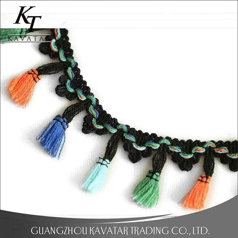 Wholesale polyester fringe trimming, mixed color tassel,colorful tassel fringe trims