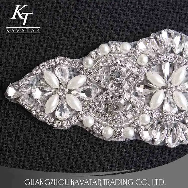 Beautiful white rhinestone patches applique