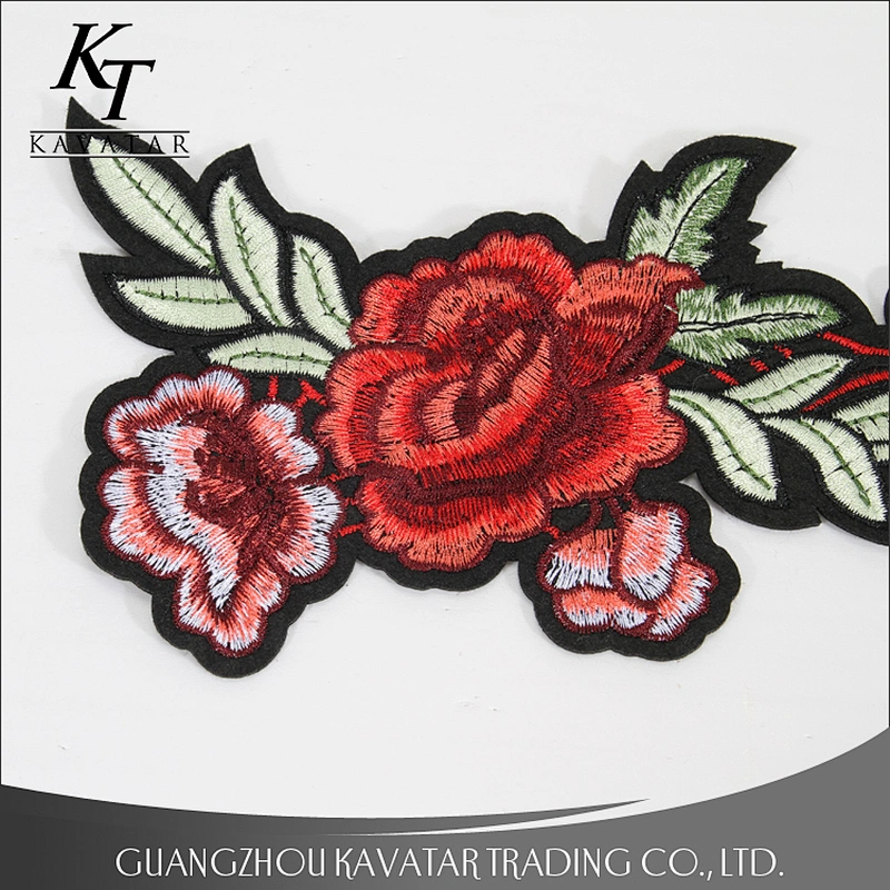 Designed Elegant Sew On Floral Rose Embroidered Patches for Clothes Decoration
