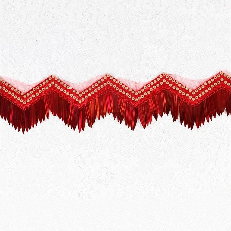 Kavatar Net Lace Shiny Colors Sequin Fringe Trim For Garment