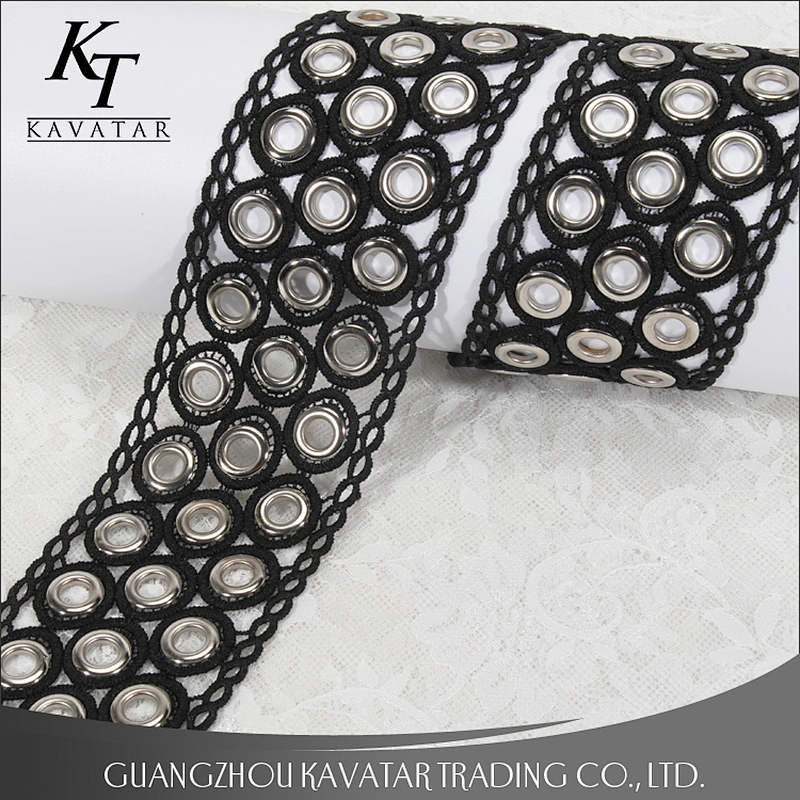 kavatar color Accessories eyelet lace trim black color lace trim usage on garment decoration