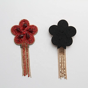 wholesale Sew on patches fringe beaded rhinestone patches for garment custom  clothing patch