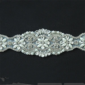 Custom Sew On Pearl Beaded Rhinestone Applique