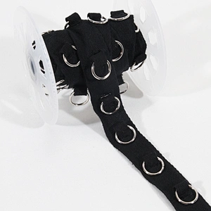 Classic style polyester/cotton herringbone tape trim with Copper ring