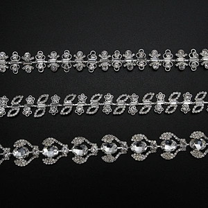 Kavatar Glitter Sewing Strass Ribbon Crystal Applique Clear Glass Rhinestone Chain Fringe