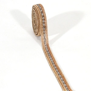 Mini Gold Accessories Chain Bordered Hot Fix Rhinestone Trim for Hats Shoes Clothes