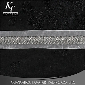 Handmade Beaded Sewing Lace Trims Mesh Ribbon For Wedding Dress Decoration