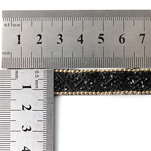 Kavatar Hotfix trimming rhinestone hotfix banding black tube rhinestone gold chain transfer tape iron trimming