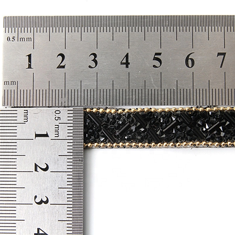 Kavatar Hotfix trimming rhinestone hotfix banding black tube rhinestone gold chain transfer tape iron trimming
