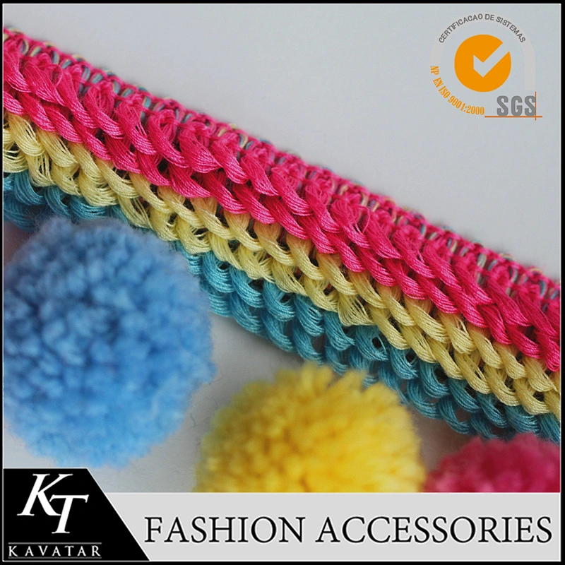 100% nylon material ball lace trim pom pom lace trim