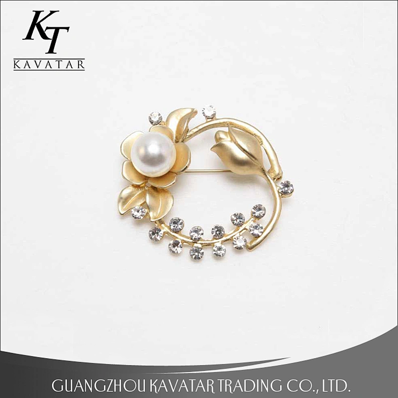 Custom Fashion Rhinestone Inlay Pearl Accessories Brooches Pin For Garment