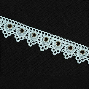 Latest Design White Polyester Eyelet Lace Trimming For Garment