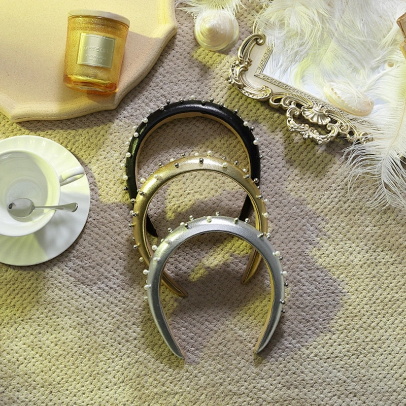 wholesale Golden pearl bead bride hair band fashion party  hair accessories girls luxury Cortex women headband