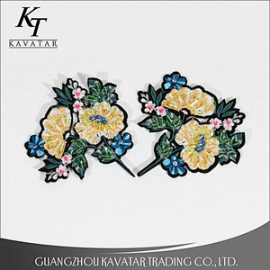 New arrival beaded crystal embroidery patches stick on jeans