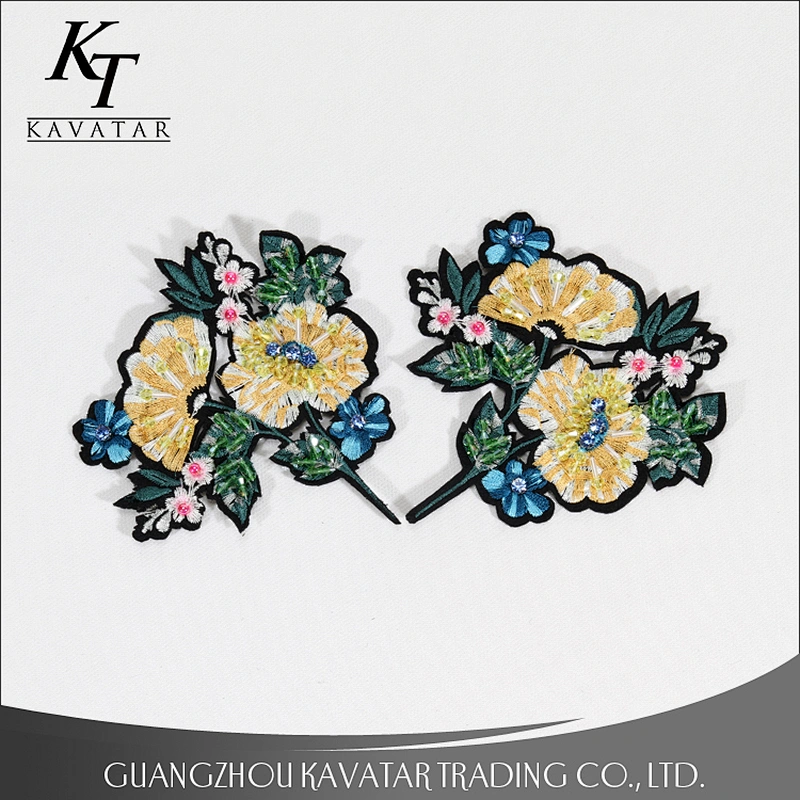 New arrival beaded crystal embroidery patches stick on jeans