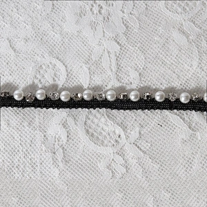 Popular Small Lace Trim Pearl Beaded Rhinestone Lace Decorative For Dress