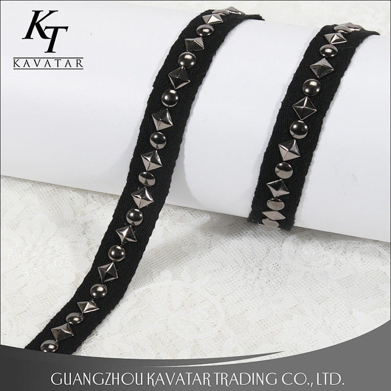 Kavatar wholesale custom black polyester decoration tape trim with Copper