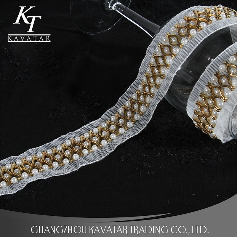 Beaded Pearls Accessories Trim Bride Lace Ribbon Trimming For Decorative