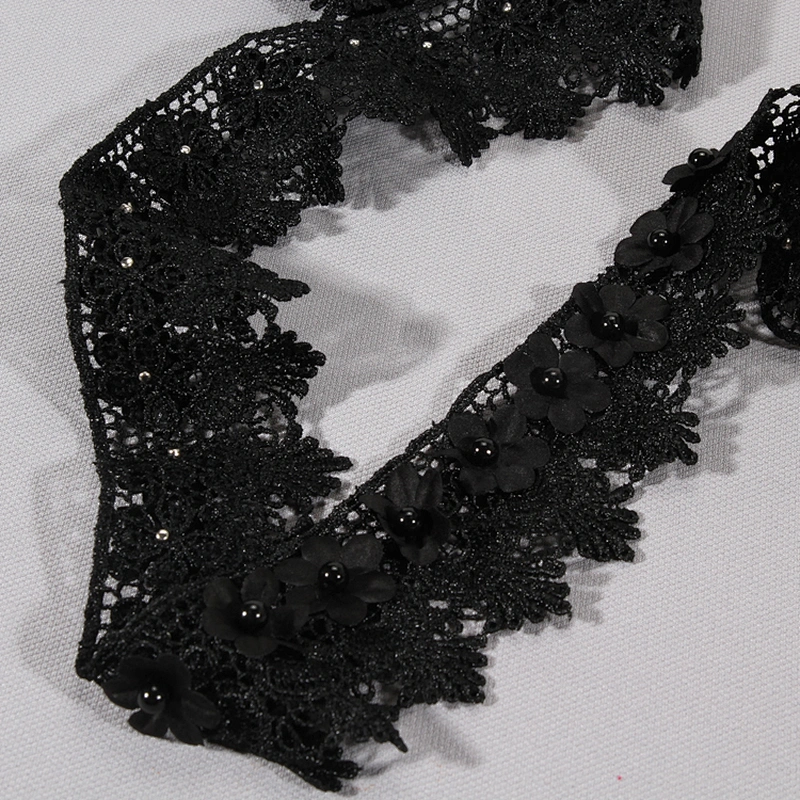 High quality polyester flower shape embroidery lace trim bridal lace accessories