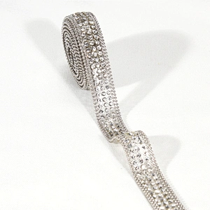 Custom Decorative 1.2cm 1.4cm Accessories Edged Rhinestones Beaded Hotfix Transfer Trim