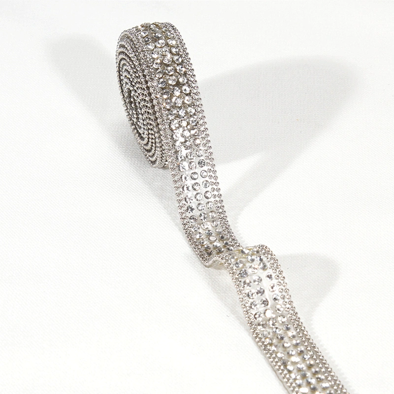 Custom Decorative 1.2cm 1.4cm Accessories Edged Rhinestones Beaded Hotfix Transfer Trim