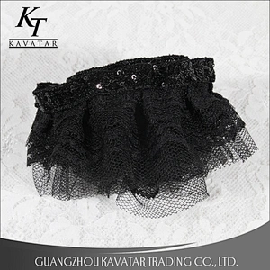 Easy to match fashion wrinkle black lace trim sequin decoration for nighty,dress,etc