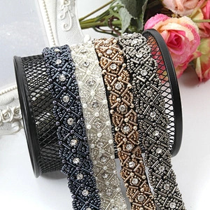 Wholesale multi color handmade organza pearl lace trim  for garment accessories
