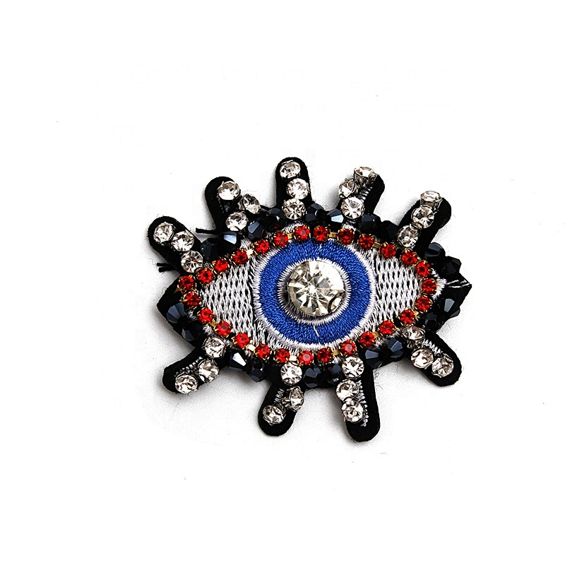 Christmas Cherry Flower Decorative Sew on Rhinestone Beaded Patches Wholesale patches for clothing