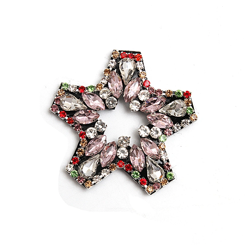 Christmas Cherry Flower Decorative Sew on Rhinestone Beaded Patches Wholesale patches for clothing