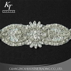 Wholesale Bridal AB Rhinestone Beaded Appliques for Wedding Dress
