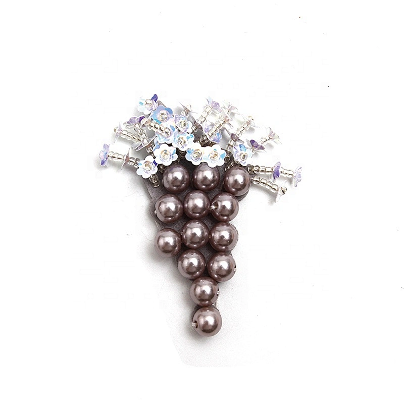 Christmas Cherry Flower Decorative Sew on Rhinestone Beaded Patches Wholesale patches for clothing